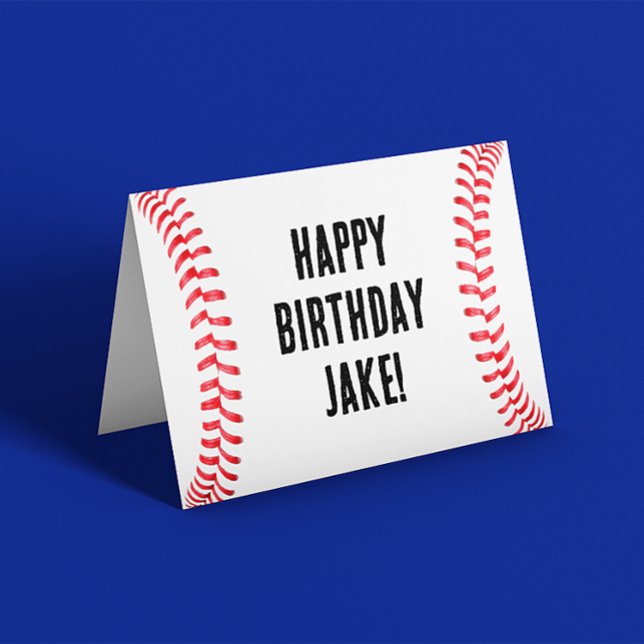 Baseball Player Birthday Party Custom Message Card (custom baseball birthday greeting card.)