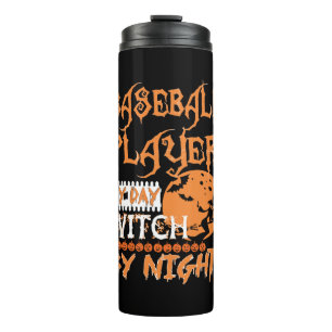 Baseball Player By Day Witch By Night Halloween Thermal Tumbler