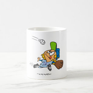 Baseball Player Catching Ball Mid Dive Coffee Mug
