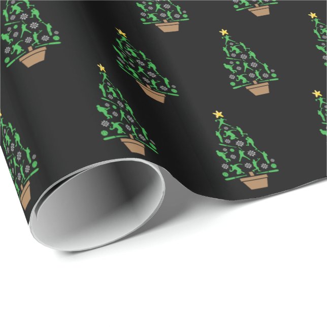 Baseball Player Christmas Tree Wrapping Paper (Roll Corner)