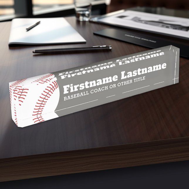 Baseball Player Coach or Teacher - Modern Drawing Nameplate (Personalized Sports Name Plate - Great for a Coach)