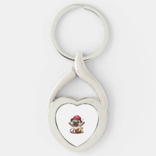 Baseball Player Coach Pug Dog Lover Pug Mom Key Ring