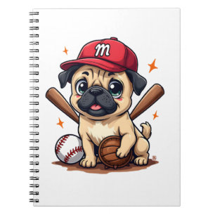 Baseball Player Coach Pug Dog Lover Pug Mom Notebook