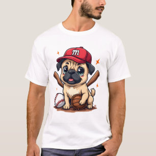 Baseball Player Coach Pug Dog Lover Pug Mom T-Shirt