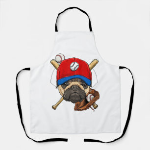 Baseball Player Coach Pug Dog Lover Pug Mum Apron