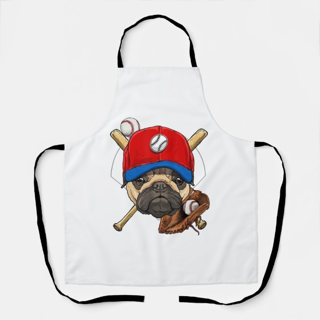 Baseball Player Coach Pug Dog Lover Pug Mum Apron (Front)