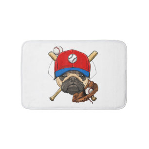 Baseball Player Coach Pug Dog Lover Pug Mum Bath Mat
