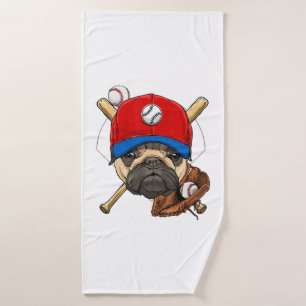 Baseball Player Coach Pug Dog Lover Pug Mum Bath Towel