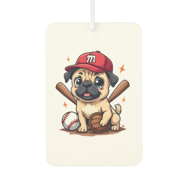 Baseball Player Coach Pug Dog Lover Pug Mum Car Air Freshener (Front)