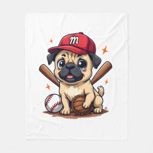 Baseball Player Coach Pug Dog Lover Pug Mum Fleece Blanket