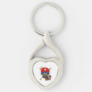 Baseball Player Coach Pug Dog Lover Pug Mum Key Ring