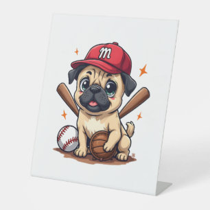 Baseball Player Coach Pug Dog Lover Pug Mum Pedestal Sign