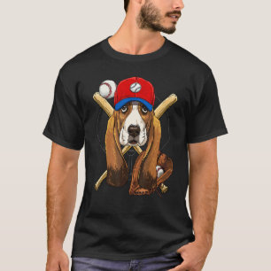 Baseball Player Coaches Basset Hound Pitcher Catc T-Shirt