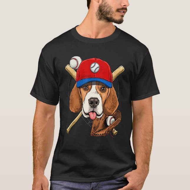 Baseball Player Coaches Beagle Dog  Pitcher Catche T-Shirt (Front)