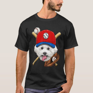 Baseball Player Coaches Bichon Frise Dog Pet Pitch T-Shirt