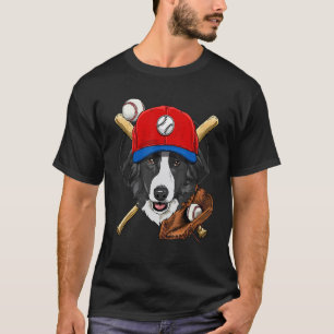 Baseball Player Coaches Border Collie Dog Pitcher T-Shirt