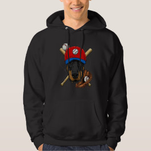 Baseball Player Coaches Doberman Pinscher Pitcher Hoodie