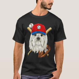 Baseball Player Coaches Maltese Dog Pitcher Catch T-Shirt
