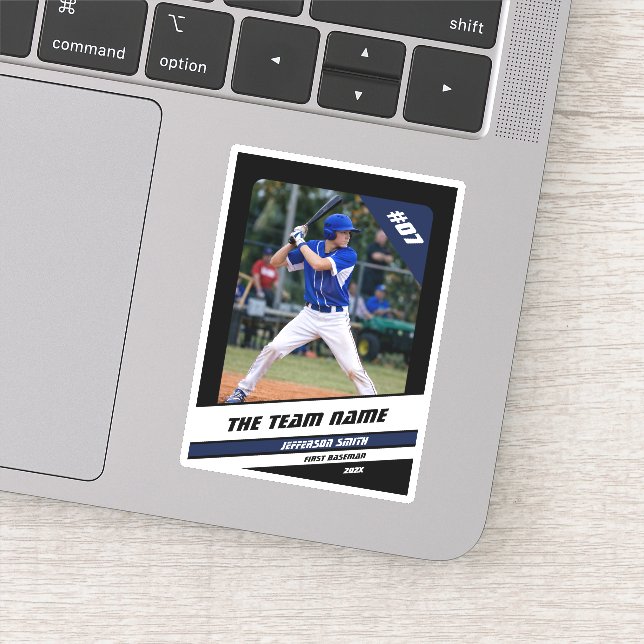 Baseball Player Custom Gift Black White Blue (Detail)