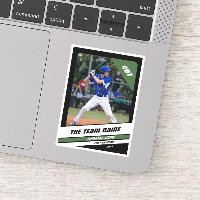 Baseball Player Custom Gift Black White Green (Detail)