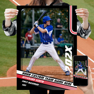 Baseball Player Custom Gift in Red Poster