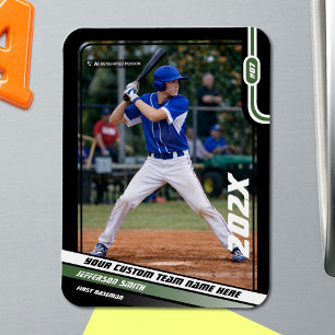 Baseball Player Custom Green Magnet