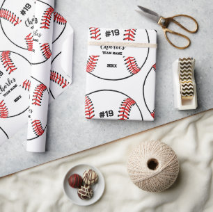 Baseball Player Custom Name Number & Team Wrapping Paper