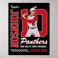 Baseball Player Custom Photo Jersey Number Red