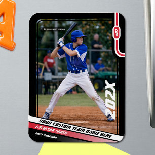 Baseball Player Custom Red Magnet