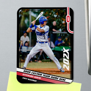 Baseball Player Custom Red Magnet
