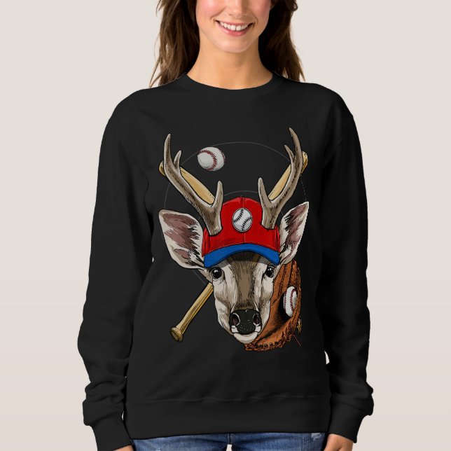 Baseball Player Deer Pitcher Catcher Baseball Coac Sweatshirt (Front)