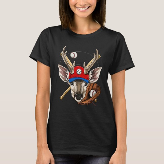 Baseball Player Deer Pitcher Catcher Baseball Coac T-Shirt (Front)