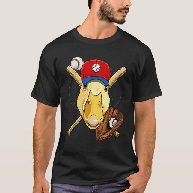 Baseball Player Duck Pitcher Catcher Baseball Coac T-Shirt (Front)