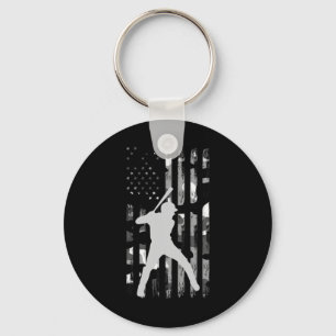 Baseball Player Gifts Teens Boys Men American Flag Key Ring