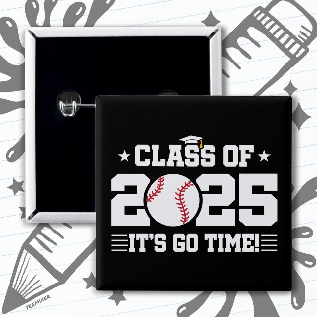 Baseball Player Graduation Class of 2025 Senior 15 Cm Square Badge (Creator Uploaded)