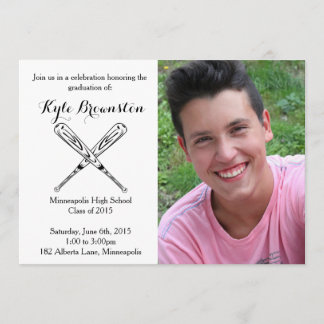 Baseball Player Graduation Party Photo Invite