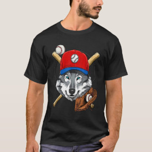 Baseball Player Grey Wolf Pitcher Catcher Baseball T-Shirt