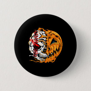Baseball Player Halloween Pumpkin Skeleton 6 Cm Round Badge