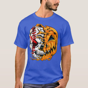Baseball Player Halloween Pumpkin Skeleton, Skull  T-Shirt