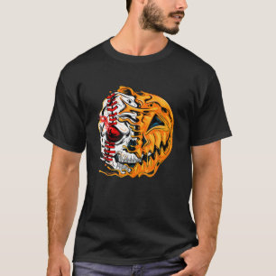 Baseball Player Halloween Pumpkin Skeleton Skull T T-Shirt