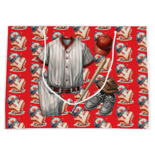 Baseball player heart shape Valentine's Day love Large Gift Bag