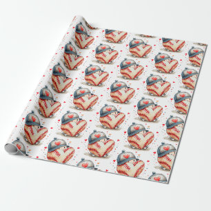 Baseball player heart shape Valentine's Day love Wrapping Paper