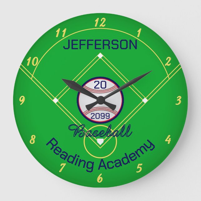 Baseball Player Highschool Collegiate Baseball  Large Clock (Front)