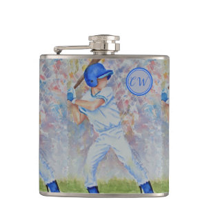 Baseball Player Hip Flask