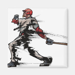 Baseball player holding bat, side view magnet