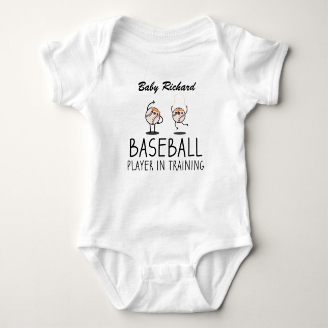 Baseball Player in Training | Custom Baby Baseball Baby Bodysuit (Front)