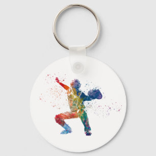 baseball player key ring