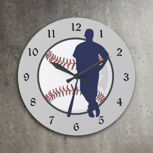 Baseball Player Large Clock