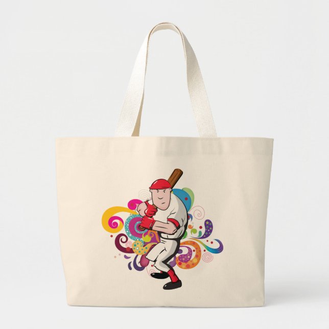 Baseball Player Large Tote Bag (Front)