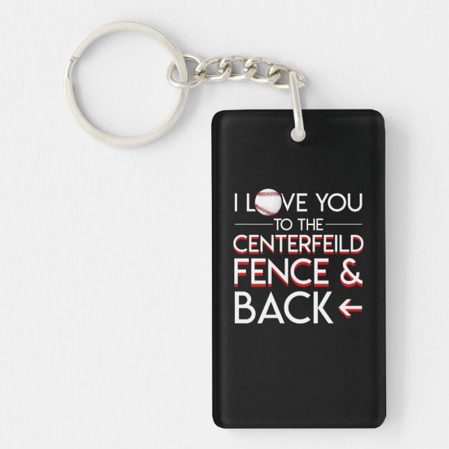Baseball Player Love Centerfield Fence Back Key Ring (Front)